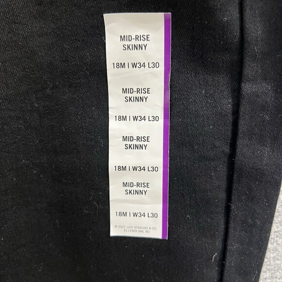 NWT Signature By Levi's Gold Mid Rise Skinny Jeans Women's 34 X 30 Black - Picture 8 of 14